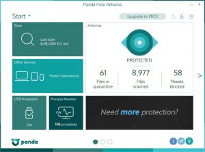 Interfaccia Panda Antivirus