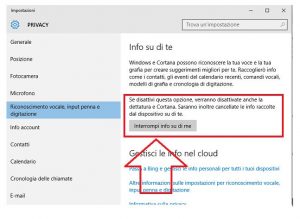 Windows 10: Info su di te