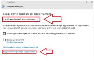 Scegli come installare gli aggiornamenti